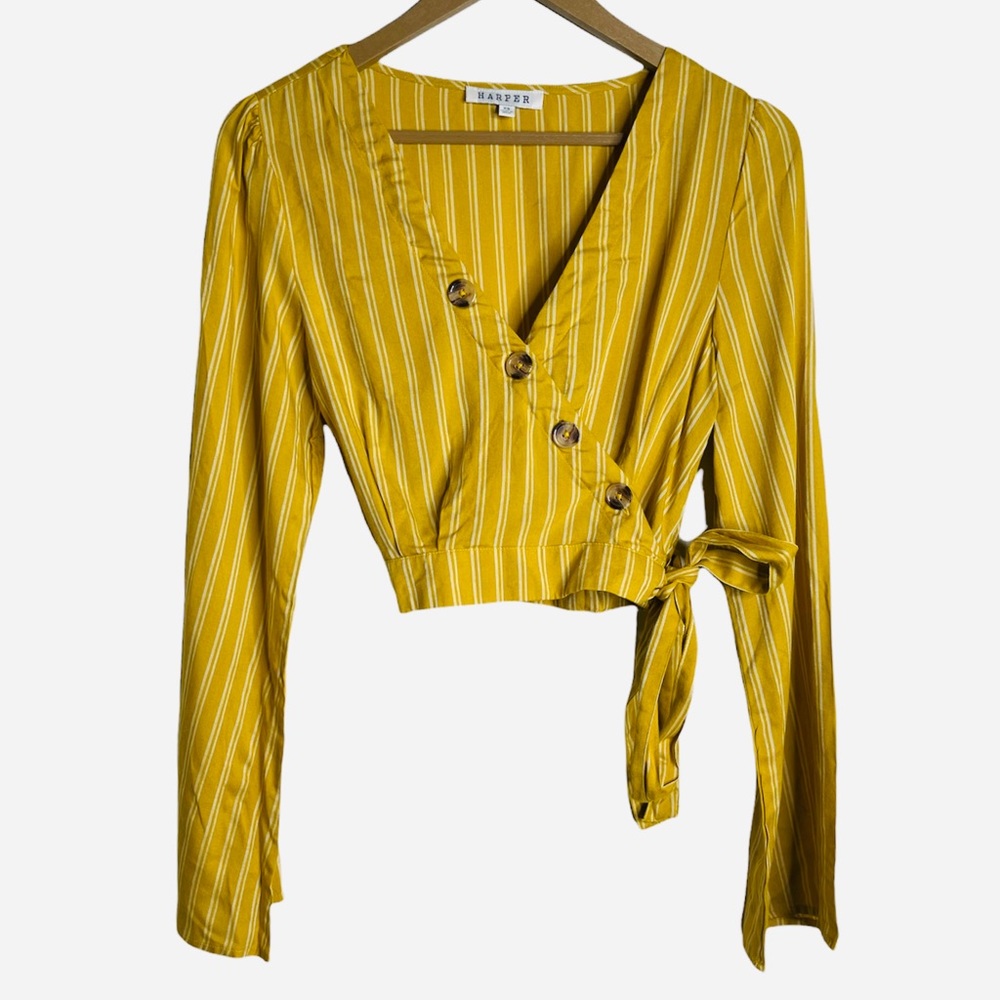 Harper Francesca V Neck Button Down Wrap Top Side tie